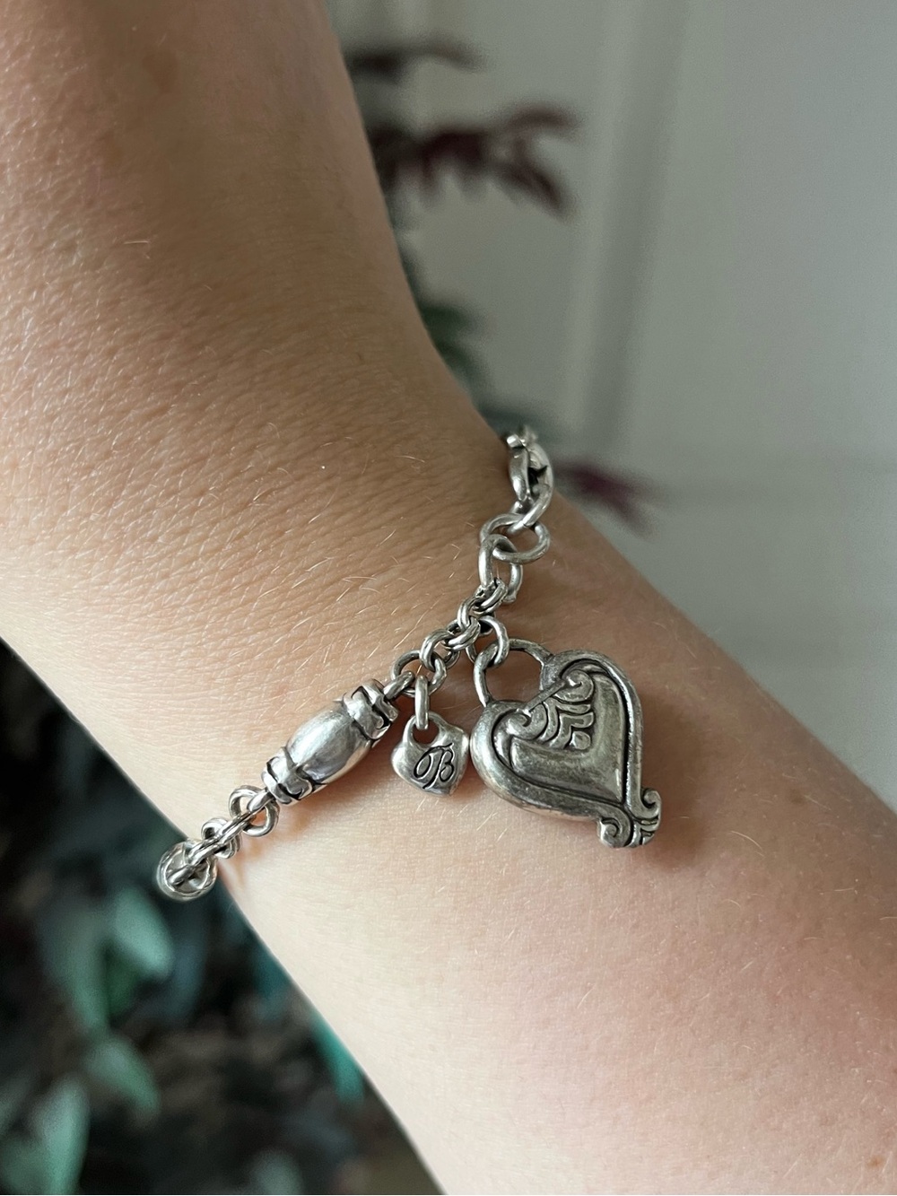 Vintage Brighton heart charm bracelet